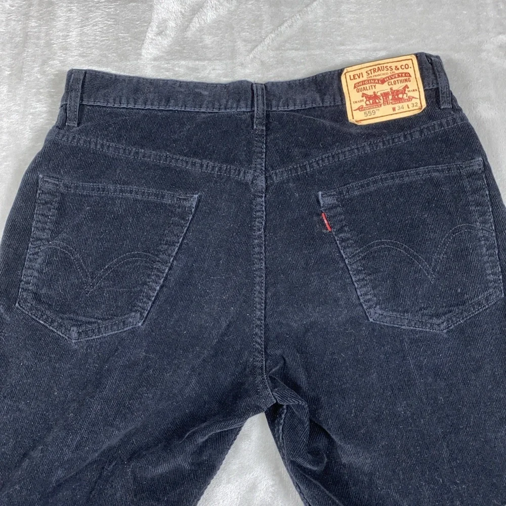 Levi's‎ 559 Mens 34x32 Black Corduroy Jeans Relaxed Fit Straight
